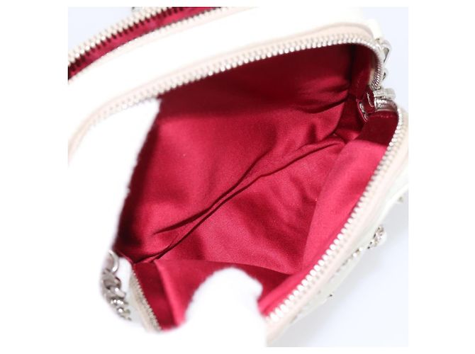 Miu Miu Matelasse Chain Shoulder Pouch Vitellolux Ivory Silver Auth 198684A Argento Crudo - vista 22