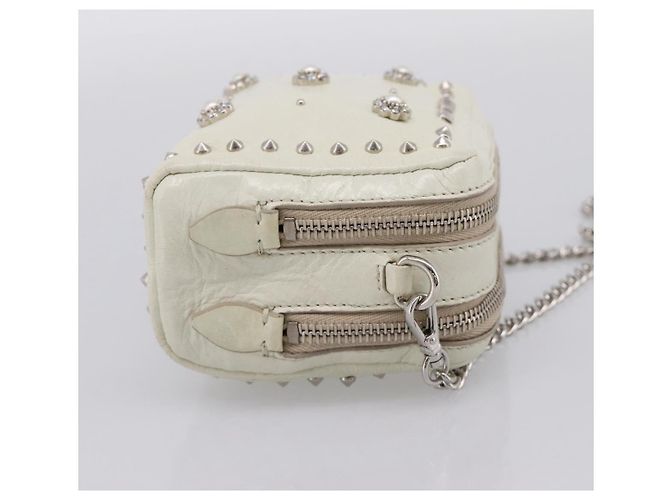 Miu Miu Matelasse Chain Shoulder Pouch Vitellolux Ivory Silver Auth 198684A Argento Crudo - vista 4