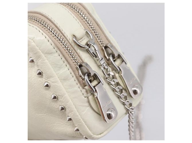 Miu Miu Matelasse Chain Shoulder Pouch Vitellolux Ivory Silver Auth 198684A Argento Crudo - vista 9