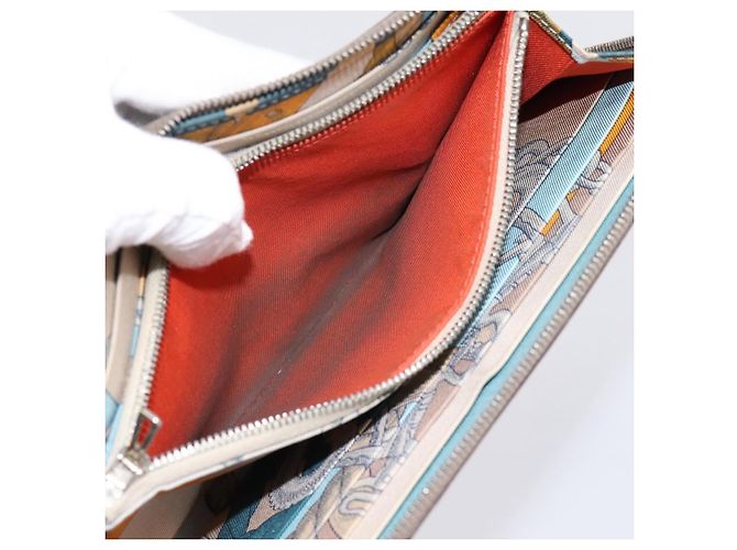 Hermès HERMES Azap Long Silk Inn Cartera Larga de Cuero Beige Silver Auth 198757A Plata - vista 11