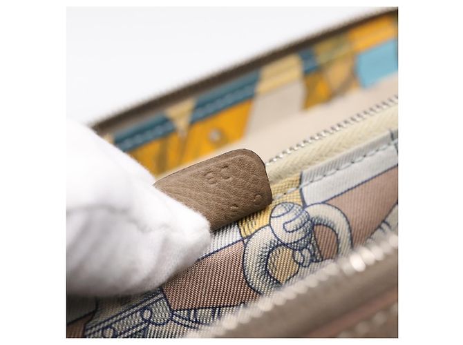Hermès HERMES Azap Long Silk Inn Cartera Larga de Cuero Beige Silver Auth 198757A Plata - vista 12