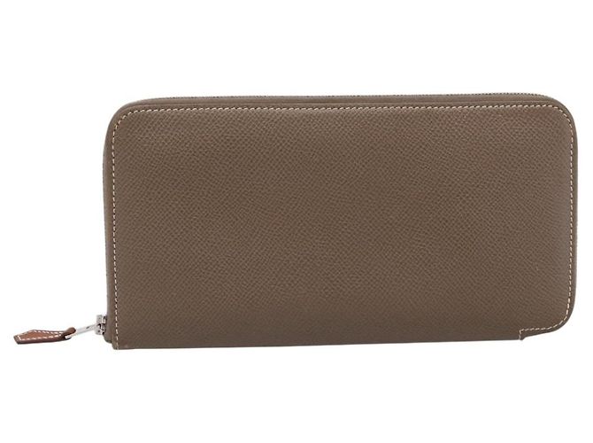Hermès HERMES Azap Long Silk Inn Cartera Larga de Cuero Beige Silver Auth 198757A Plata - vista 13