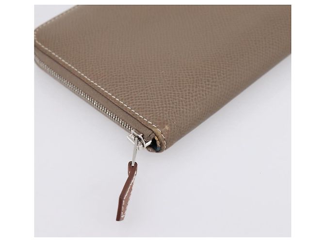 Hermès HERMES Azap Long Silk Inn Cartera Larga de Cuero Beige Silver Auth 198757A Plata - vista 14