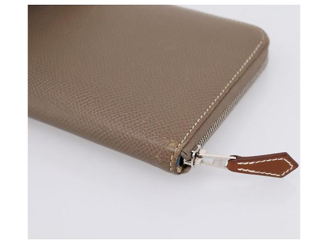 Hermès HERMES Azap Long Silk Inn Cartera Larga de Cuero Beige Silver Auth 198757A Plata - vista 15