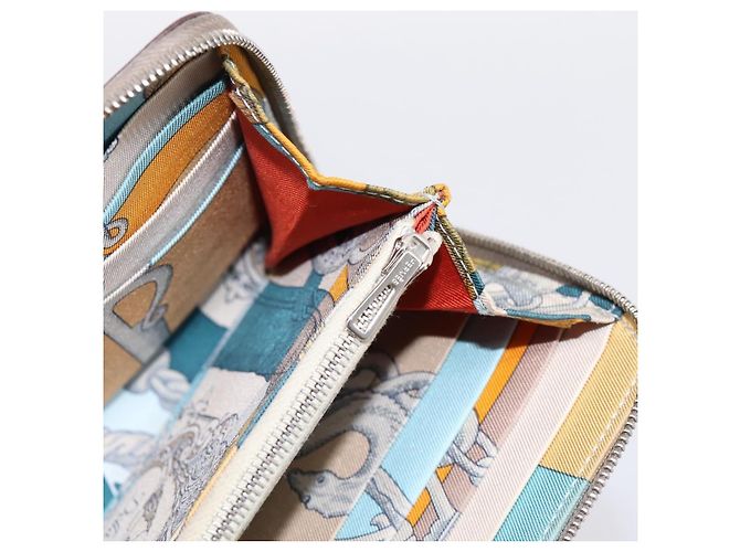 Hermès HERMES Azap Long Silk Inn Cartera Larga de Cuero Beige Silver Auth 198757A Plata - vista 19