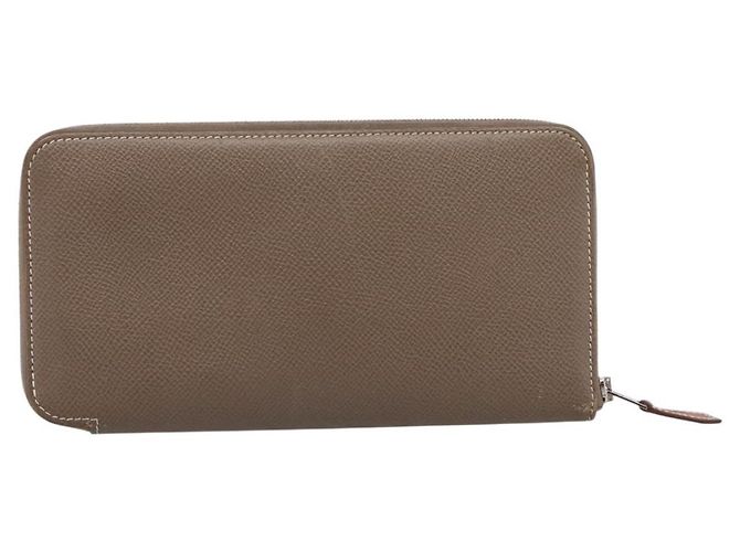 Hermès HERMES Azap Long Silk Inn Cartera Larga de Cuero Beige Silver Auth 198757A Plata - vista 2