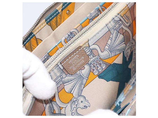 Hermès HERMES Azap Long Silk Inn Cartera Larga de Cuero Beige Silver Auth 198757A Plata - vista 20