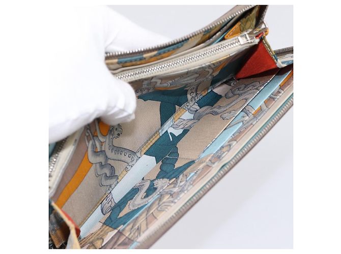 Hermès HERMES Azap Long Silk Inn Cartera Larga de Cuero Beige Silver Auth 198757A Plata - vista 21