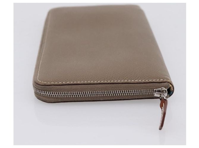 Hermès HERMES Azap Long Silk Inn Cartera Larga de Cuero Beige Silver Auth 198757A Plata - vista 3