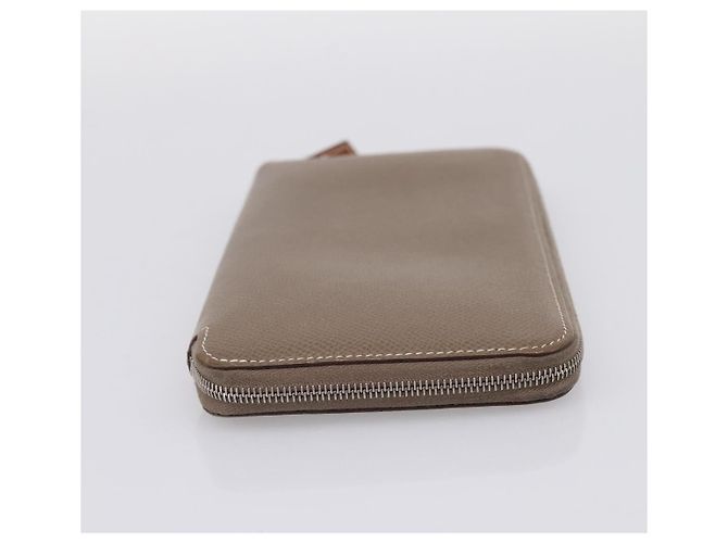 Hermès HERMES Azap Long Silk Inn Cartera Larga de Cuero Beige Silver Auth 198757A Plata - vista 4