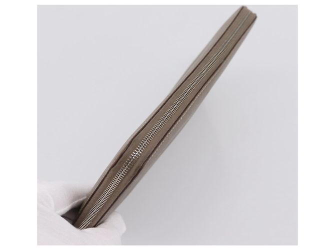 Hermès HERMES Azap Long Silk Inn Cartera Larga de Cuero Beige Silver Auth 198757A Plata - vista 5