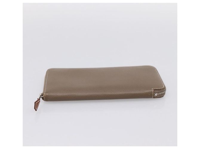 Hermès HERMES Azap Long Silk Inn Cartera Larga de Cuero Beige Silver Auth 198757A Plata - vista 6