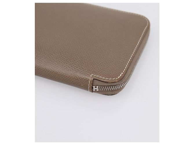 Hermès HERMES Azap Long Silk Inn Cartera Larga de Cuero Beige Silver Auth 198757A Plata - vista 7