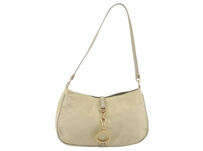 Borsa a tracolla PRADA Nylon Ivory Gold Auth 197466A D'oro Crudo - vista 13
