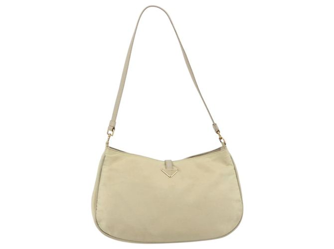 Borsa a tracolla PRADA Nylon Ivory Gold Auth 197466A D'oro Crudo - vista 2