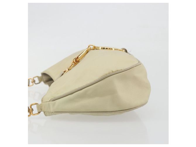 Borsa a tracolla PRADA Nylon Ivory Gold Auth 197466A D'oro Crudo - vista 4