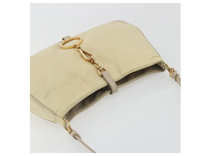 Borsa a tracolla PRADA Nylon Ivory Gold Auth 197466A D'oro Crudo - vista 6