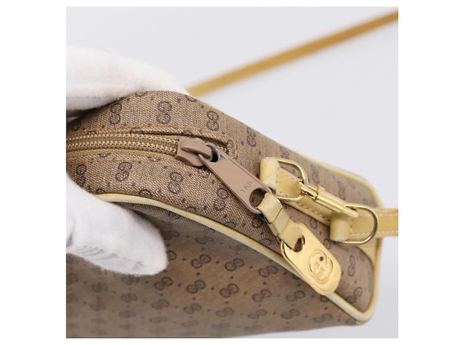 Borsa a tracolla GUCCI Micro GG PVC Pelle Beige Tono Oro 007 87 0012 Auth ep15721 - vista 10
