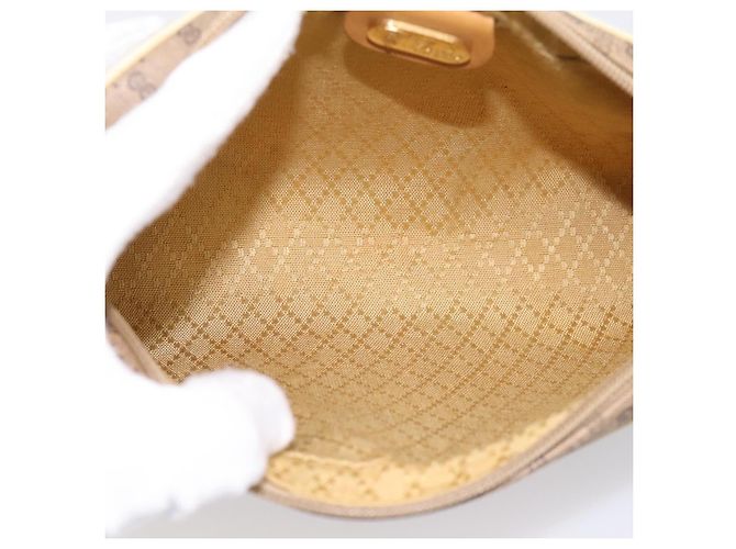 Borsa a tracolla GUCCI Micro GG PVC Pelle Beige Tono Oro 007 87 0012 Auth ep15721 - vista 11