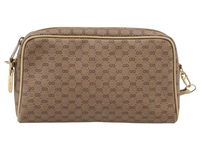 Borsa a tracolla GUCCI Micro GG PVC Pelle Beige Tono Oro 007 87 0012 Auth ep15721 - vista 13