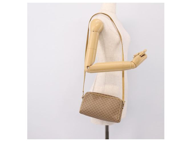Borsa a tracolla GUCCI Micro GG PVC Pelle Beige Tono Oro 007 87 0012 Auth ep15721 - vista 20