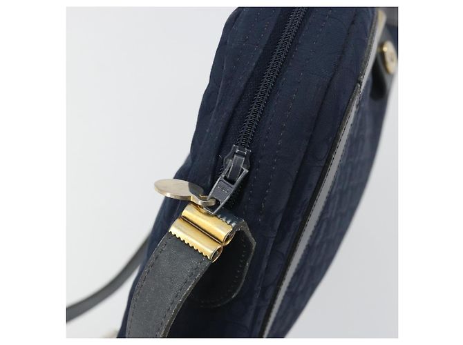 Borsa a tracolla Christian Dior Trotter Canvas Navy Gold Auth 198292 D'oro Blu navy - vista 10