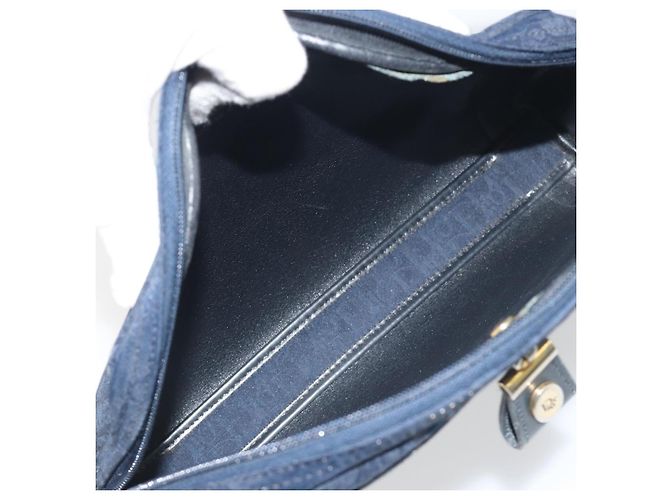Borsa a tracolla Christian Dior Trotter Canvas Navy Gold Auth 198292 D'oro Blu navy - vista 12