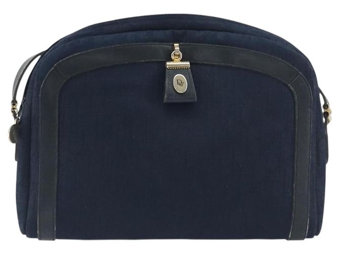 Borsa a tracolla Christian Dior Trotter Canvas Navy Gold Auth 198292 D'oro Blu navy - vista 13