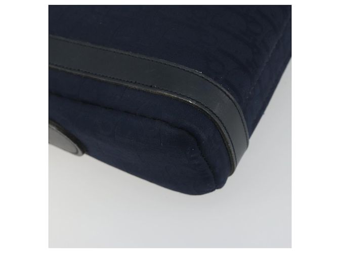 Borsa a tracolla Christian Dior Trotter Canvas Navy Gold Auth 198292 D'oro Blu navy - vista 14