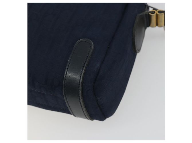 Borsa a tracolla Christian Dior Trotter Canvas Navy Gold Auth 198292 D'oro Blu navy - vista 15