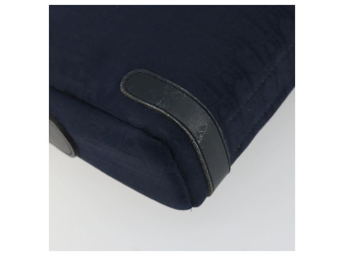 Borsa a tracolla Christian Dior Trotter Canvas Navy Gold Auth 198292 D'oro Blu navy - vista 16
