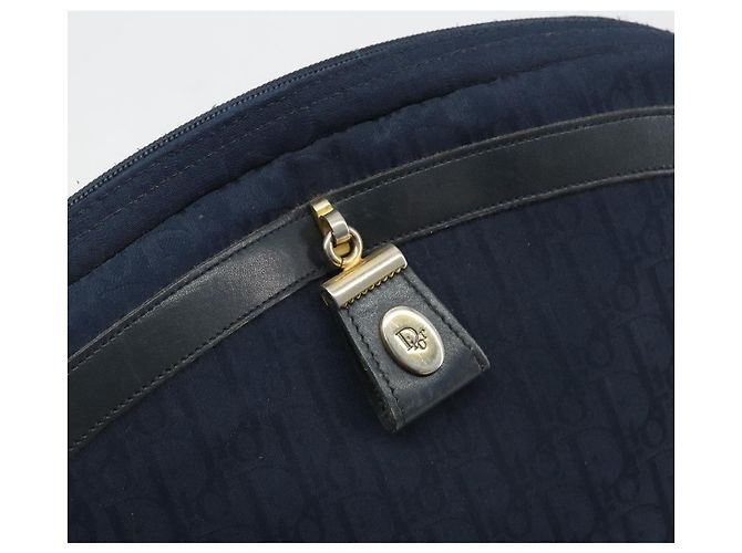 Borsa a tracolla Christian Dior Trotter Canvas Navy Gold Auth 198292 D'oro Blu navy - vista 17