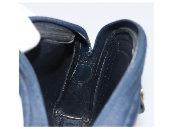 Borsa a tracolla Christian Dior Trotter Canvas Navy Gold Auth 198292 D'oro Blu navy - vista 18