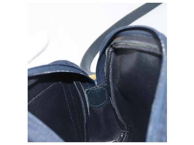Borsa a tracolla Christian Dior Trotter Canvas Navy Gold Auth 198292 D'oro Blu navy - vista 19