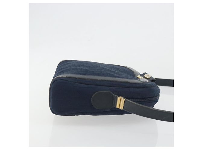 Borsa a tracolla Christian Dior Trotter Canvas Navy Gold Auth 198292 D'oro Blu navy - vista 3