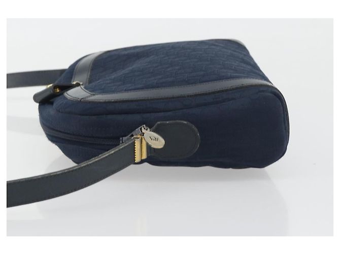 Borsa a tracolla Christian Dior Trotter Canvas Navy Gold Auth 198292 D'oro Blu navy - vista 4