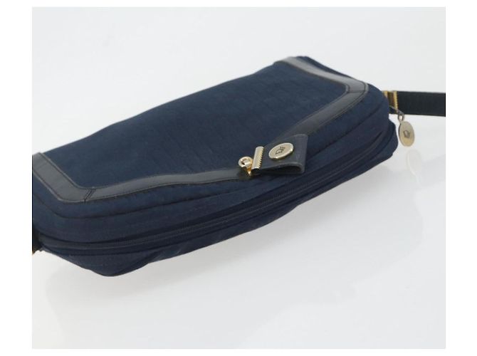 Borsa a tracolla Christian Dior Trotter Canvas Navy Gold Auth 198292 D'oro Blu navy - vista 6