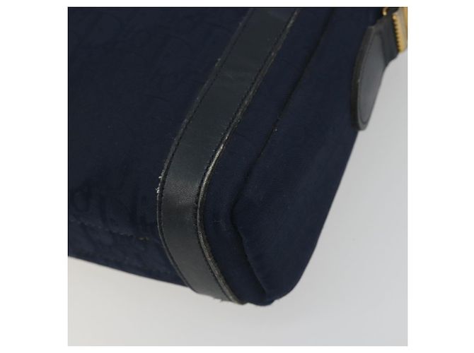 Borsa a tracolla Christian Dior Trotter Canvas Navy Gold Auth 198292 D'oro Blu navy - vista 9