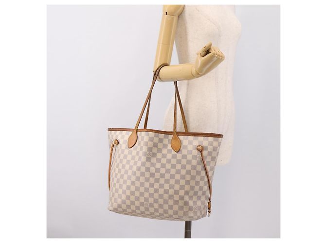 Borsa Tote LOUIS VUITTON Damier Azur Neverfull MM N41605 LV Auth 197196 - vista 21