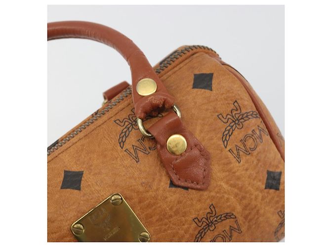 Borsa MCM Logogram Vicetos Mini Boston Bag PVC Leather Brown Gold Auth mr2858 Marrone D'oro - vista 10