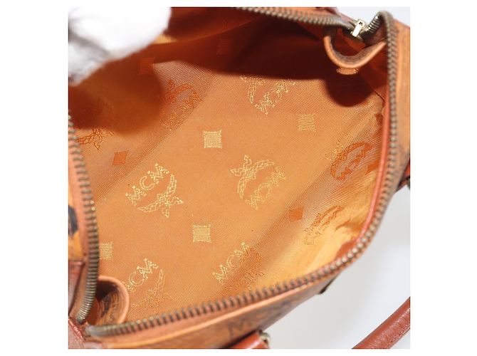 Borsa MCM Logogram Vicetos Mini Boston Bag PVC Leather Brown Gold Auth mr2858 Marrone D'oro - vista 11