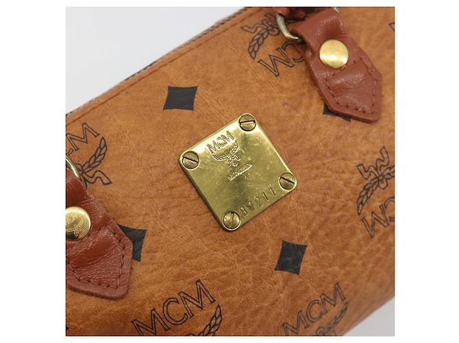 Borsa MCM Logogram Vicetos Mini Boston Bag PVC Leather Brown Gold Auth mr2858 Marrone D'oro - vista 12