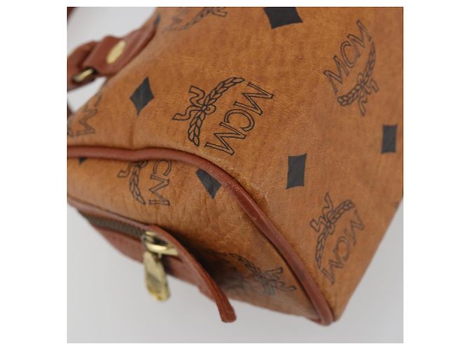 Borsa MCM Logogram Vicetos Mini Boston Bag PVC Leather Brown Gold Auth mr2858 Marrone D'oro - vista 14