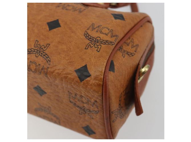 Borsa MCM Logogram Vicetos Mini Boston Bag PVC Leather Brown Gold Auth mr2858 Marrone D'oro - vista 15