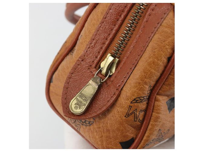 Borsa MCM Logogram Vicetos Mini Boston Bag PVC Leather Brown Gold Auth mr2858 Marrone D'oro - vista 17