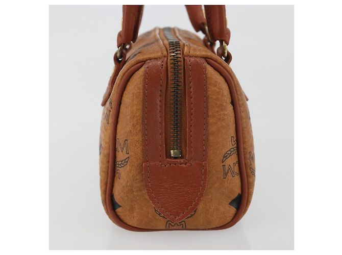 Borsa MCM Logogram Vicetos Mini Boston Bag PVC Leather Brown Gold Auth mr2858 Marrone D'oro - vista 3