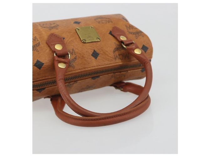 Borsa MCM Logogram Vicetos Mini Boston Bag PVC Leather Brown Gold Auth mr2858 Marrone D'oro - vista 7