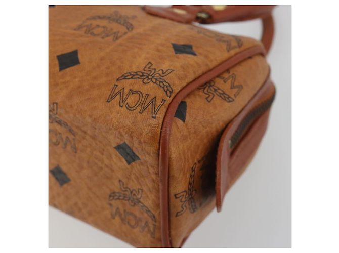 Borsa MCM Logogram Vicetos Mini Boston Bag PVC Leather Brown Gold Auth mr2858 Marrone D'oro - vista 9