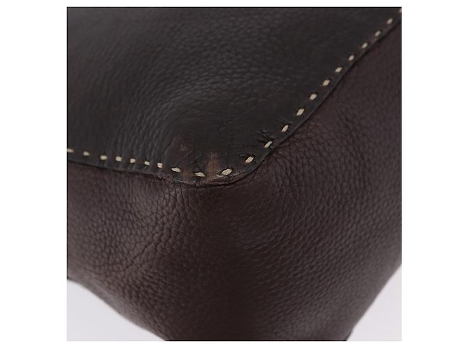 Borsa a tracolla FENDI Celeria in pelle marrone argento Auth 198325 - vista 10