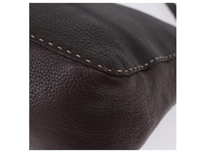 Borsa a tracolla FENDI Celeria in pelle marrone argento Auth 198325 - vista 14